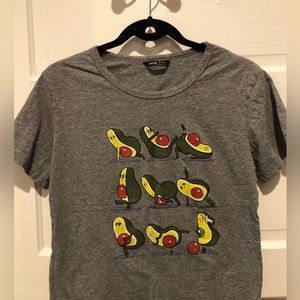 Tee shirt, grey, cute graphic tee, avocados, size Medium